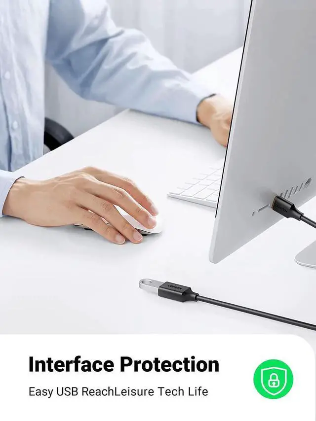 Alt view image 3 of 7 - UGREEN USB Extender, USB 3.0 Extension Cable Male to Female USB Cable High-Speed Data Transfer Compatible with Webcam, Gamepad, USB Keyboard, Mouse, Flash Drive, Hard Drive, Oculus VR, Xbox 3 FT