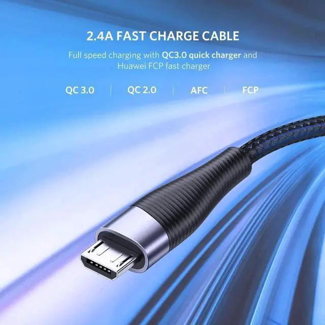 Alt view image 5 of 7 - Aomoproing USB Charger Cable 2 Pack Nylon Braided USB 2.0 A to Micro USB Android Quick Charge Cord with Bendable Wire Connection for Samsung LG Nokia HTC Moto Nexus 6FT