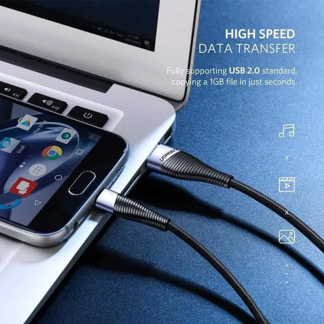 Alt view image 6 of 7 - Aomoproing USB Charger Cable 2 Pack Nylon Braided USB 2.0 A to Micro USB Android Quick Charge Cord with Bendable Wire Connection for Samsung LG Nokia HTC Moto Nexus 6FT