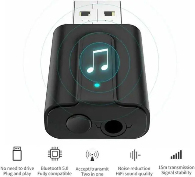 Alt view image 3 of 3 - Aomoproing 3.5mm Bluetooth Receiver AUX USB Wireless Bluetooth 5.0 Transmitter Receiver Audio Music Adapter For TV Computer Car
