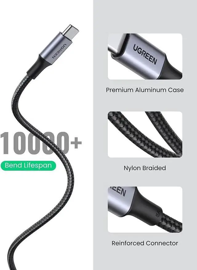 Alt view image 7 of 7 - USB C to USB C Cable 100W Fast Charge - 6FT USB 2.0 Type C 5A Power Delivery Nylon Braided Charging Cord Compatible for MacBook Pro 2021 iPad Pro Samsung Galaxy S21 S20 Note 20 Dell XPS Pixel