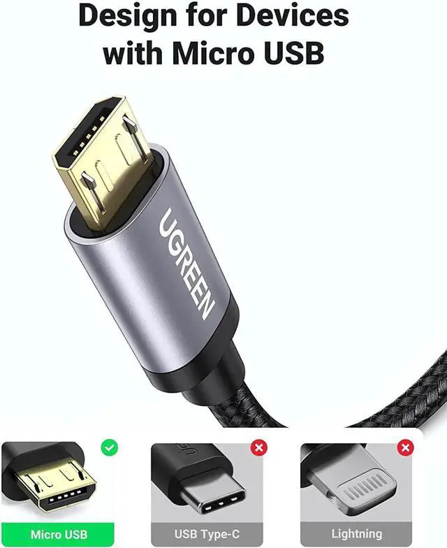 Alt view image 6 of 7 - Aomoproing USB Cable - 3FT Nylon Braided High Speed Durable Fast Charging USB Android Phone Charger Cord Compatible with Samsung Galaxy S7 S6 Note LG V10 Tablet PS4 MP3 Black