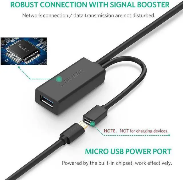 Alt view image 2 of 7 - Aomoproing USB Extension Cable USB 3.0 Male to Female Active Repeater Cable with Signal Amplifier Repeater for Printers WiFi Antenna Playstation HTC Vive Keyboard Game Console 32FT