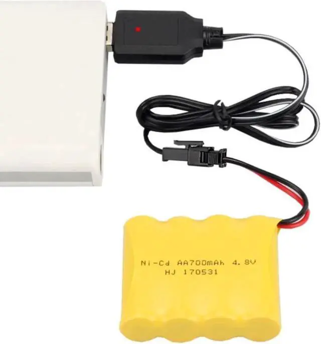 Alt view image 2 of 3 - Aomoproing Charging Cable USB Charger Ni-Cd Ni-MH Batteries Pack SM-2P Plug Adapter 4.8V 250mA Output Toys Car