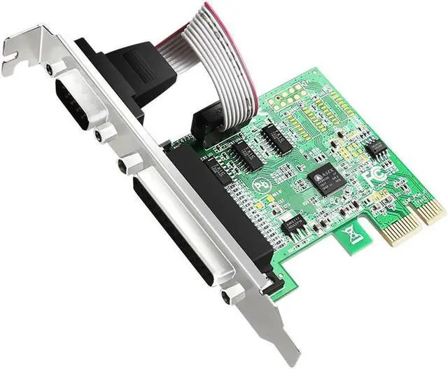 Main image of Aomoproing RS232 RS-232 Serial Port COM & DB25 Printer Parallel Port LPT to PCI-E PCI Express Card Adapter Converter ASIX AX99100