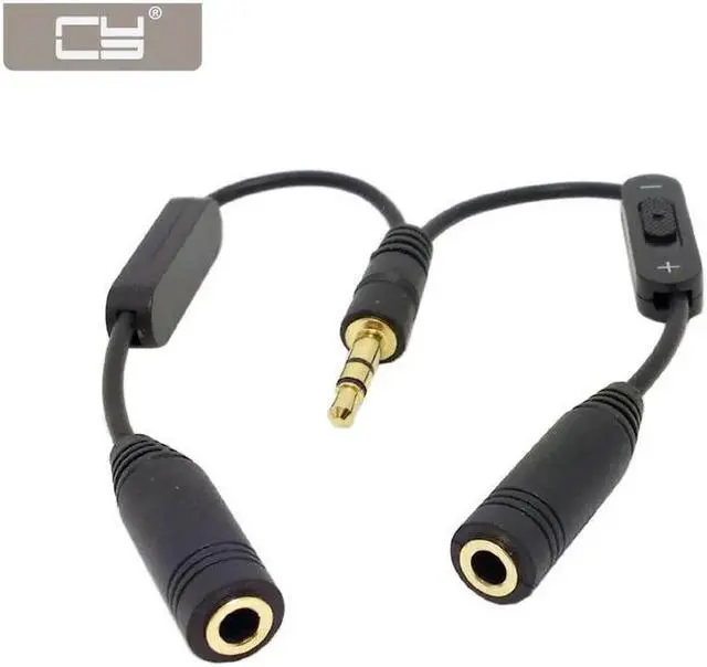 Main image of Aomoproing NGFF Stereo Male 3.5mm to Double mono 3.5mm Female Audio Headphone Y Splitter Adapter Cable with Volume Switch
