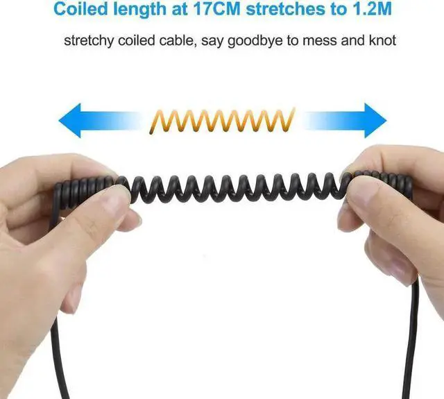 Alt view image 5 of 7 - USB C Coiled Cable 4FT CableCreation Coiled USB C Cable 3A 60W Fast Charging Coiled USB C to USB C with Premium Aluminum Shell Stretched 0.6-4 Feet for MacBook Pro Air S21 S20 S10 etc, Black 1.2m