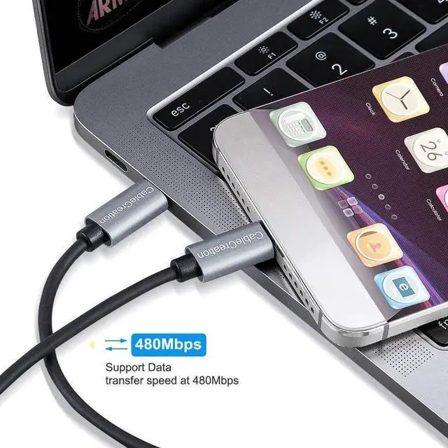 Alt view image 2 of 7 - USB C Coiled Cable 4FT CableCreation Coiled USB C Cable 3A 60W Fast Charging Coiled USB C to USB C with Premium Aluminum Shell Stretched 0.6-4 Feet for MacBook Pro Air S21 S20 S10 etc, Black 1.2m