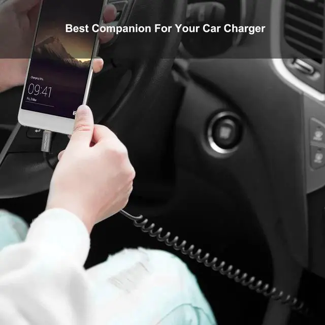 Alt view image 3 of 7 - Aomoproing Coiled USB Cable, CableCreation (0.56ft to 4ft) USB 2.0 A to Micro USB Charging Data Cord, Compatible with Android Smartphone, Wall and Car Charger, Space Gray