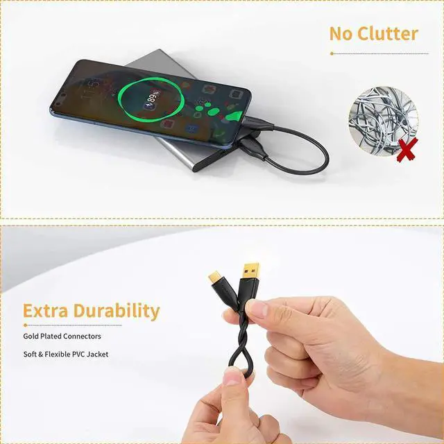 Alt view image 6 of 7 - Short USB C Cable 0.5FT CableCreation USB A to USB C Cable USB to C Cable Fast Charging Cable 3A 480Mbps Data Compatible with MacBook Air Chromebook Pixel Galaxy S21 S20 S10 Other USB C Devices Black
