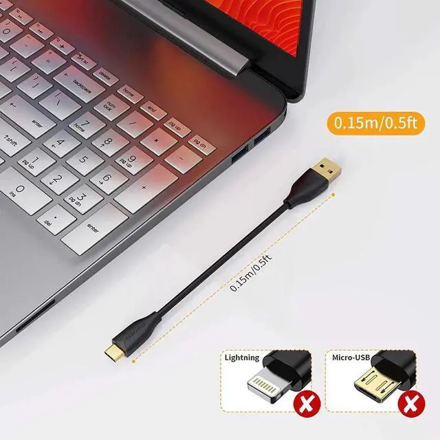 Alt view image 4 of 7 - Short USB C Cable 0.5FT CableCreation USB A to USB C Cable USB to C Cable Fast Charging Cable 3A 480Mbps Data Compatible with MacBook Air Chromebook Pixel Galaxy S21 S20 S10 Other USB C Devices Black