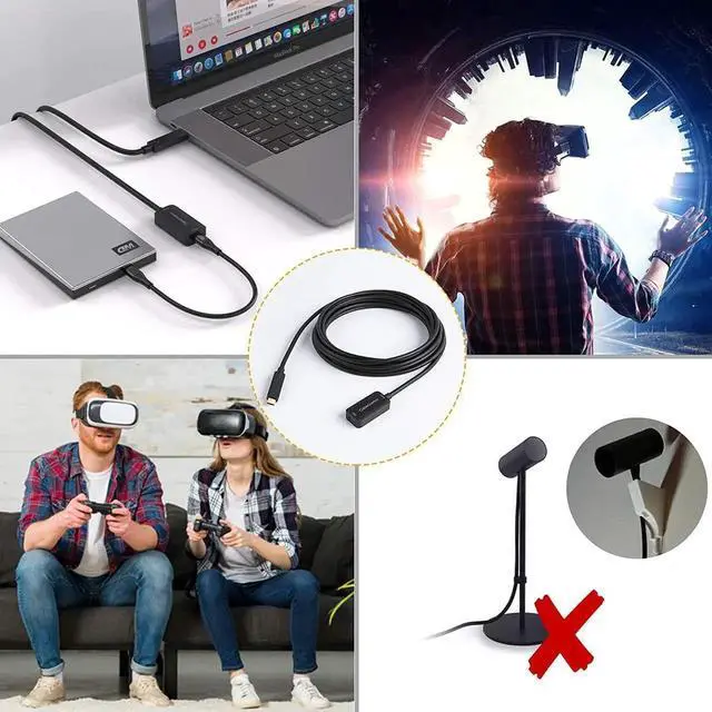 Alt view image 3 of 7 - USB Type C Extension Cable (5M /16.4FT), CableCreation USB 3.1 10Gbps Type C Male to Female Extension Cord for Oculus Quest/Quest 2 VR Headset, iPad Pro 2020, MacBook Air, iMac, PC Gaming, Black