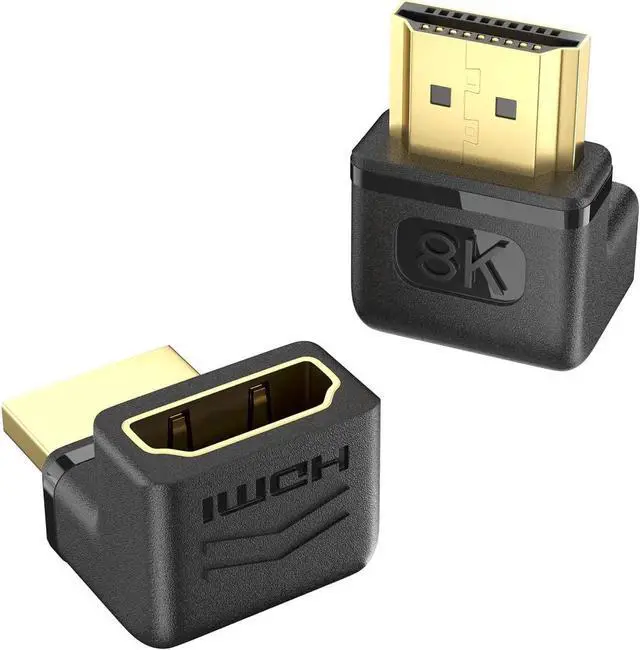 Main image of Aomoproing 8K HDMI Extension Adapter, 2 Pack 270 Degree Right Angle HDMI 2.1 Male to Female Extender Adapter, Support 8K@60Hz, 4K@144Hz, 2K@240Hz, HDR, eARC for Roku, PS4, PS5, HDTV, Xbox