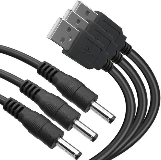 Main image of Aomoproing 3-Pack 3.3ft USB to DC 3.5mm x 1.35mm 5 Volt DC Barrel Jack Power Cable,USB LED Strip Lights Flashlight Charging Cord USB A Male
