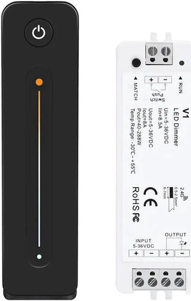Main image of Aomoproing LED Dimmer 12V 5V 24V 36V 8A PWM Wireless RF Switch With 2.4G Brightness Adjustment Contact Remote For Led Single Color Strip