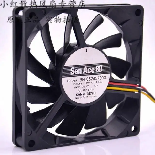 Alt view image 2 of 3 - Aomoproing orginal cooling fan 9PH0824S7D03 80mm 8015 24v 0.16A 8CM 3-line for SANYO