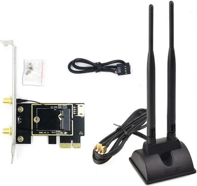 Main image of Aomoproing NGFF M.2 to PCIE Wireless Network Card Adapter Card with Extension Wire Antenna Supports NGFF M.2 Wireless Network Card