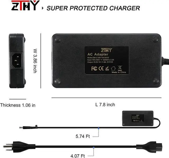 Alt view image 6 of 7 - HP 230W Laptop Charger 19.5V 11.8A 7.4X5.0mm AC Adapter Power Supply for HP Zbook 15 G1 G2 17 G2 Omen 17-an000 17-AN013na 17-w109ng EliteBook 8560P 8540w 8740w 8750w ProBook 6360B 6465B 6570B