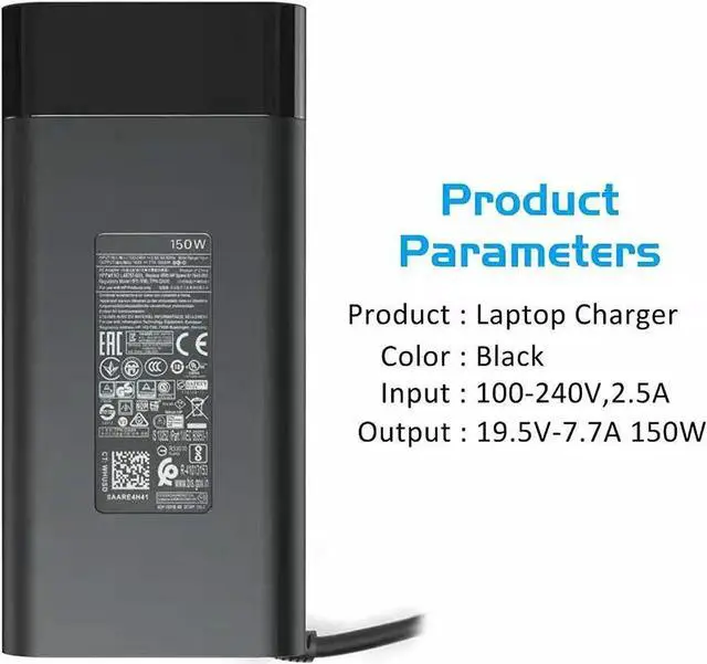 Alt view image 2 of 5 - Aomoproing Slim 19.5V 7.7A 150W AC Adapter for HP OMEN 15 17/Pavilion Gaming 15 17 Laptop/Zbook 15 G3 G4 G5 G6 TPN-CA11 TPN-DA09 L32661-001 917649-850 L48757-001
