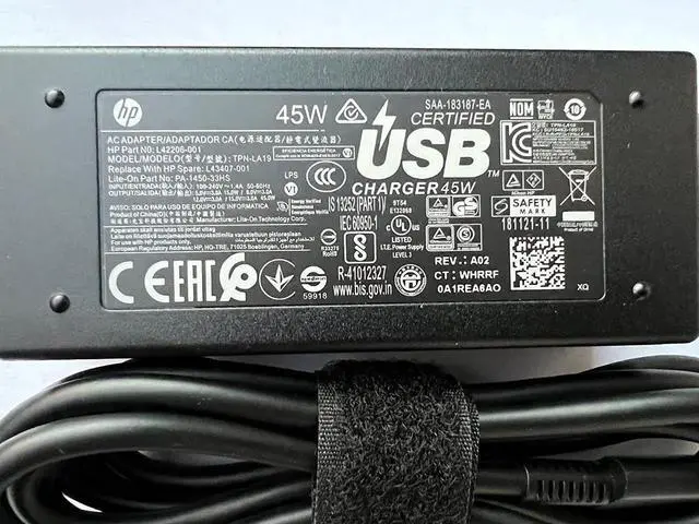 Alt view image 3 of 7 - Original HP 15V 3A 45W USB Type C for HP CHROMEBOOK 14B-CA0036NR, 11A G6 EE, L42206-003, L43407-001, L64297-004, TPN-AA07, L42206-004, 935444-002, 844205-850, TPN-LA19, L43407-001, L42206-001.