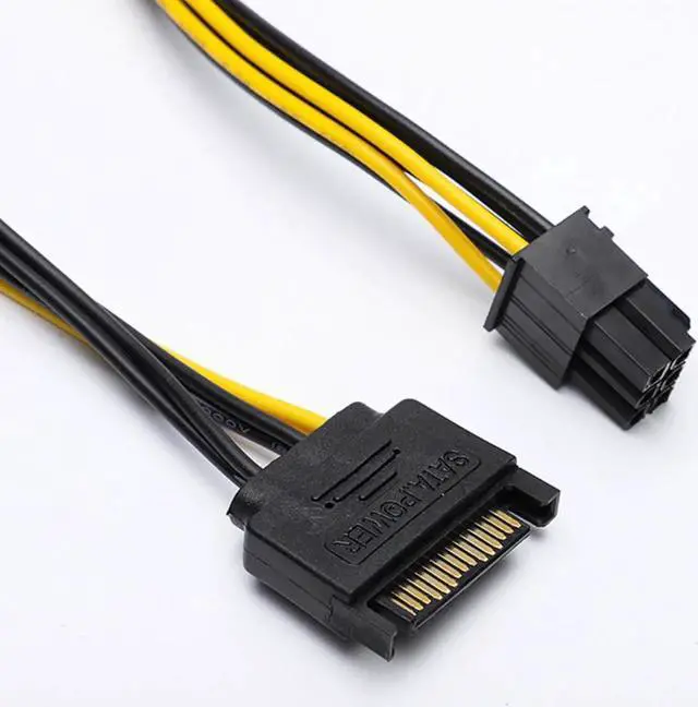 Alt view image 3 of 4 - Aomoproing 18cm sata cable computer power supply extension cord 15pin sata to 6pin for PCI-E PCI graphics converter adapter video card