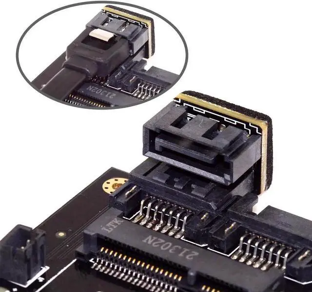Alt view image 2 of 3 - Aomoproing SATA 7Pin Male to 7Pin Female 360 Degree Angled Adapter for Desktops SSD HDD Mainboard Motherboard