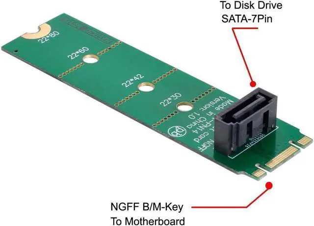 Alt view image 2 of 3 - Aomoproing NGFF B/M-key M.2 to Vertical SATA 7 Pin Hard Disk Drive SSD PCBA Extension Adapter for Motherboard