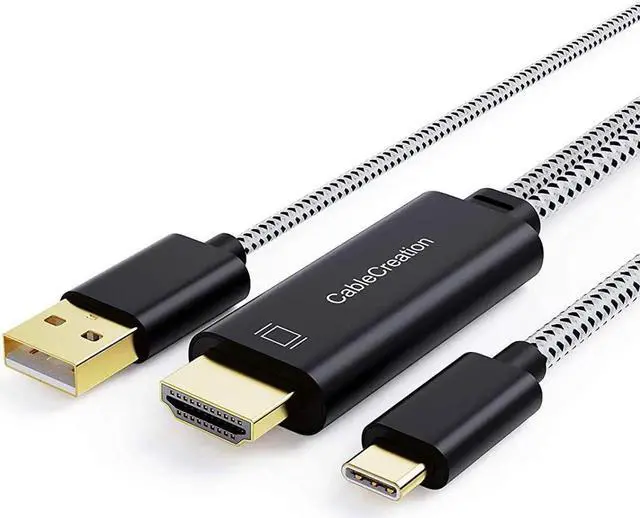Main image of Aomoproing USB C to HDMI Cable with USB Charge 6FT, CableCreation Type C to HDMI Cord Compatible with MacBook/Pro/Air, Galaxy S20/ S10, LG G5/ Q8/ V20, OnePlus 7(Pro)/ 7T (Pro), HDMI to USB C