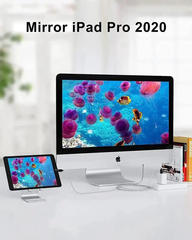 Alt view image 4 of 7 - Aomoproing USB C to HDMI Cable with USB Charge 6FT, CableCreation Type C to HDMI Cord Compatible with MacBook/Pro/Air, Galaxy S20/ S10, LG G5/ Q8/ V20, OnePlus 7(Pro)/ 7T (Pro), HDMI to USB C