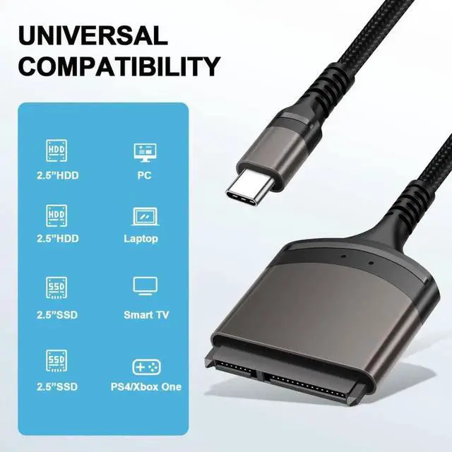 Alt view image 2 of 3 - Aomoproing 5Gbps USB-C Type-C to SATA 22 Pin Adapter Cable for 2.5" Hard Disk Driver SSD Laptop