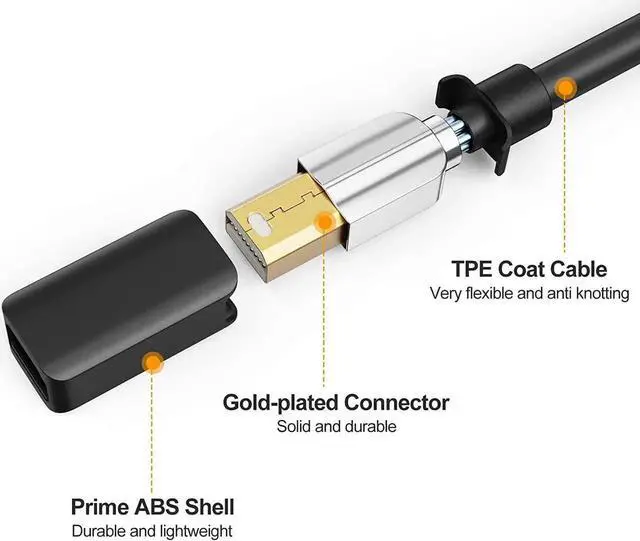 Alt view image 2 of 7 - Mini DisplayPort to HDMI Cable 4K@60Hz HDR, CableCreation 6ft Thunderbolt 2 (Mini DP) to HDMI Cable Compatible with Surface Pro/Dock/Book, MacBook Air/Pro, iMac, Monitor, HDTV, Projector & More