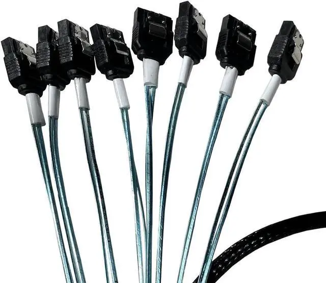 Alt view image 3 of 4 - Aomoproing SlimSAS LP X8 to 8*SATA,SFF-8654 LP 74pin to 8*SATA 7pin, SlimSAS Host/RAID to SATA Target HD, 85CM Cable(for Del Server H750/755)