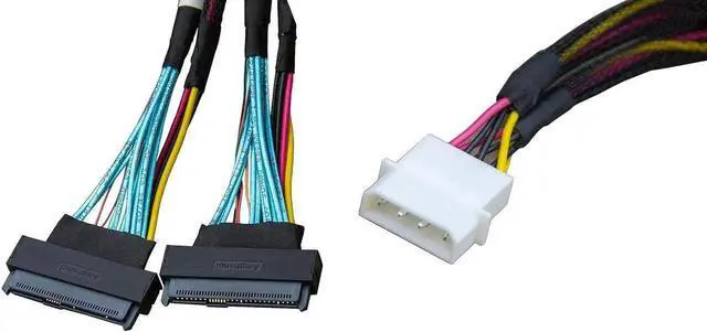 Alt view image 2 of 5 - Aomoproing PCIe Gen4 SlimSAS 4X to U.2 NVMe Adapter,SFF-8654 38P to SFF-8639 68P Cable with Power, 75CM