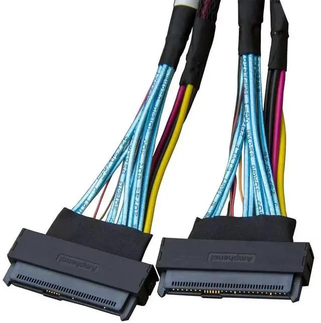 Alt view image 4 of 5 - Aomoproing PCIe Gen4 SlimSAS 4X to U.2 NVMe Adapter,SFF-8654 38P to SFF-8639 68P Cable with Power, 75CM