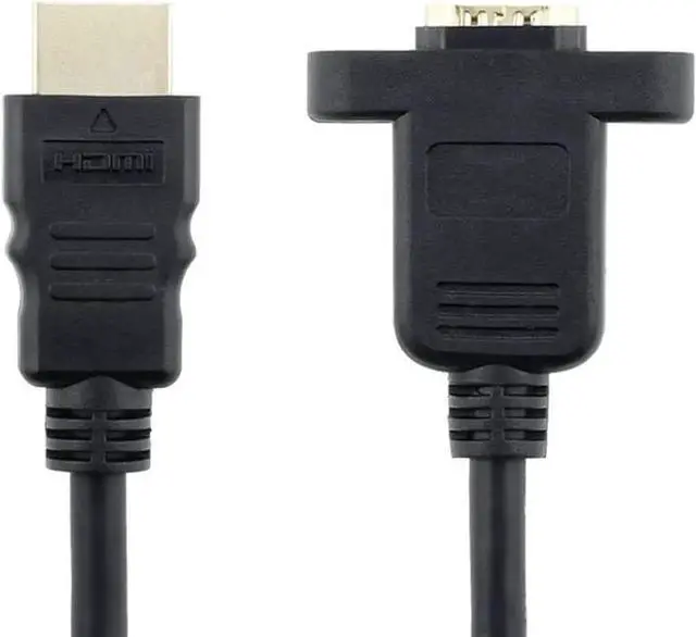 Alt view image 3 of 7 - Aomoproing Bluwee HDMI Extension Cable High Speed HDMI Male to Female Extension Wire Cord HDMI Extender w/Screw Nut for Panel Mount - Gold Plated Plugs Black (1FT)