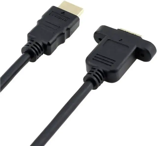 Alt view image 2 of 7 - Aomoproing Bluwee HDMI Extension Cable High Speed HDMI Male to Female Extension Wire Cord HDMI Extender w/Screw Nut for Panel Mount - Gold Plated Plugs Black (1FT)