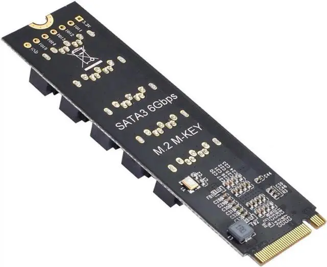 Alt view image 6 of 7 - Aomoproing M.2 NGFF NVME M-Key PCI Express to SATA 3.0 6Gbps 5 Ports Adapter Converter Hard Drive Extension Card JMB585 2280