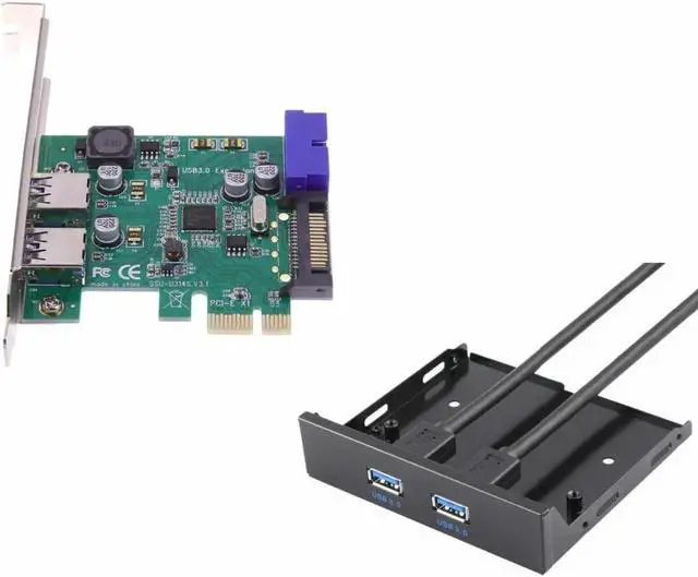 Main image of Aomoproing 4 Port USB 3.0 PCIE PCI Express Control Card Adapter+20pin to 2 port usb3.0 hub 3.5 Floppy bay Front Panel NEC chipset