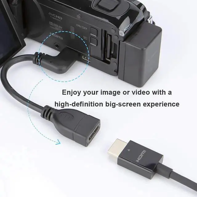 Alt view image 2 of 5 - Mini HDMI to HDMI Cable, CableCreation 0.5ft 90 Degree Left Angle Mini-HDMI Male to HDMI Female Adapter,Support 1080P Full HD,3D,for Camera,Camcorder,Graphics Card,Laptop,Tablet,HDTV,Projector,Black