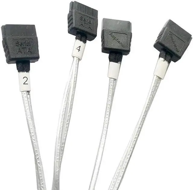 Alt view image 2 of 4 - Aomoproing Internal HD Mini SAS (SFF-8643 Host) - 4X SATA (Target) Cable,SFF-8643 to 4X SATA Cable, SFF-8643 for Controller, 4 Sata Connect to Hard Drive,3.3ft/1M
