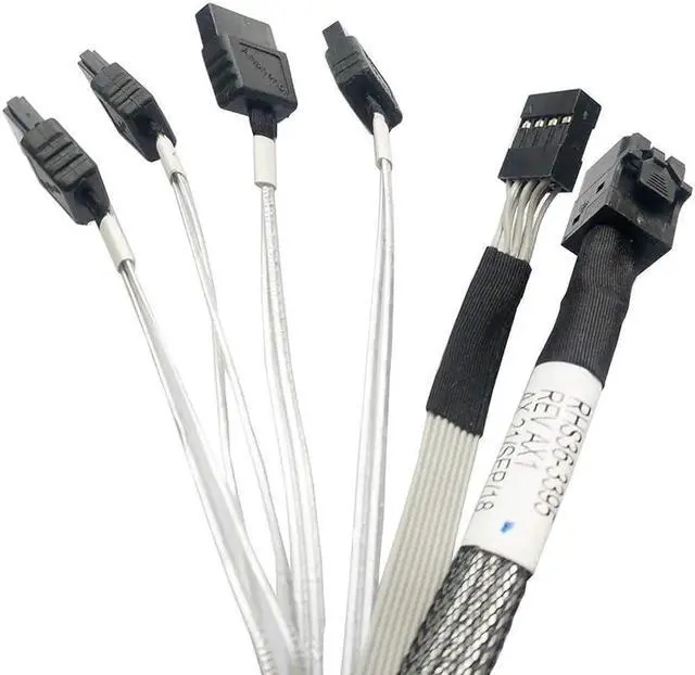 Alt view image 3 of 4 - Aomoproing with GPIO Signal Internal HD Mini SAS (SFF-8643 Host) - 4X SATA (Target) Cable,SFF-8643 to 4X SATA Cable, SFF-8643 for Controller, 4 Sata Connect to Hard Drive,3.3ft/1M