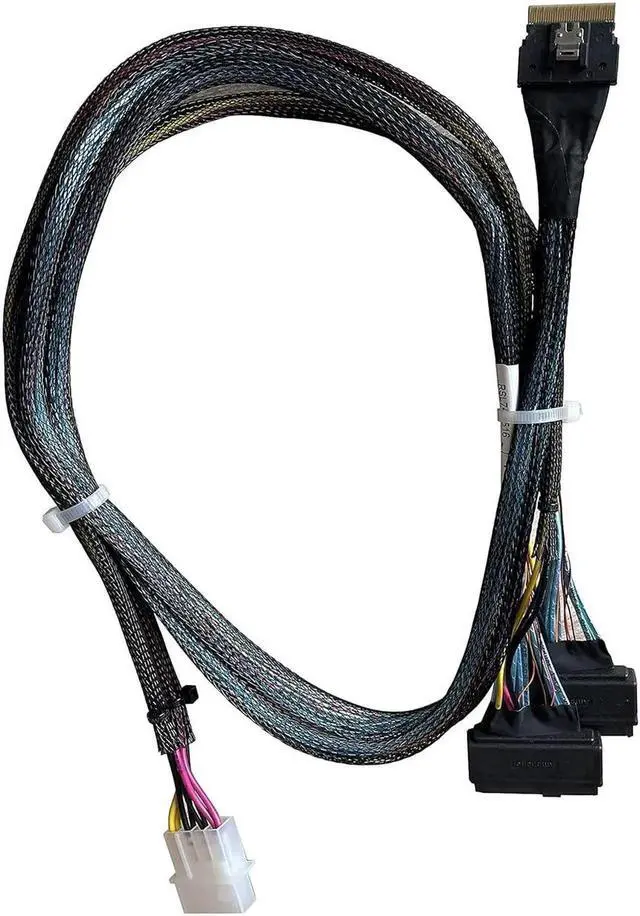 Alt view image 4 of 6 - Aomoproing SlimSAS 8X to 2*U.2 NVMe Adapter,SFF-8654 74pin to 2*SFF-8639 68pin Cable with Power, 75CM(Broadcom MPN 05-60005-00CBL-SAST-0953)