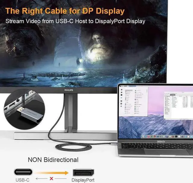 Alt view image 5 of 7 - Aomoproing CableCreation USB C to HDMI Cable 3FT 4K@60Hz HDR Bundle with USB-C to DisplayPort Cable 6FT 4K@60Hz, Nylon Braided Cord Compatible for MacBook/Pro/Air, Galaxy S20/ S10, LG V30, Aluminum