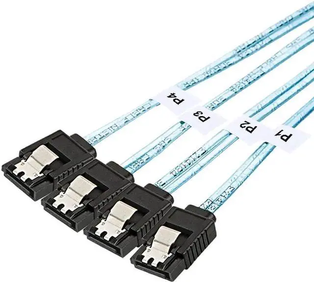 Alt view image 4 of 5 - Aomoproing SFF-8644 to 4 Sata 7 Pin Cable, External Mini SAS HD SFF-8644 to 4 Port SATA Cable, Hard Disk Data Server Raid Cable 2 M / 6.6 FT