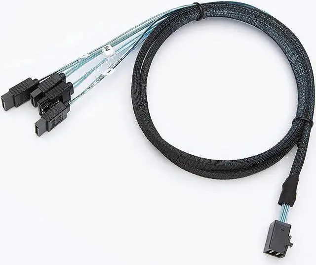 Alt view image 4 of 7 - Aomoproing Internal HD Mini SAS Cable 0.5M / 1.6FT, Internal HD Mini SAS (SFF-8643 Host) - 4X SATA (Target) Cable, SFF-8643 to 4X SATA Cable, SFF-8643 for Controller, 4 Sata Connect to Hard Drive