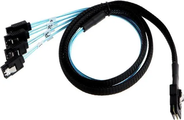 Alt view image 5 of 5 - Aomoproing [Reversed Cable] Mini SAS 36Pin (SFF-8087) Male to 4 SATA 7Pin Female Cable, Mini SAS (Target) to 4 SATA (Host) Cable, 0.5M, 1.6 Feet