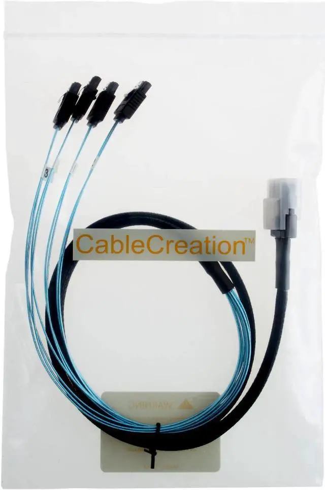 Alt view image 4 of 5 - Aomoproing [Reversed Cable] Mini SAS 36Pin (SFF-8087) Male to 4 SATA 7Pin Female Cable, Mini SAS (Target) to 4 SATA (Host) Cable, 0.5M, 1.6 Feet