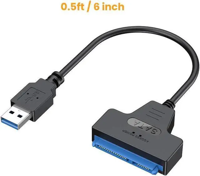 Alt view image 3 of 7 - Aomoproing USB 3.0 to SATA Adapter, SATA to USB 3.0 Cable, Compatible 2.5" SATA III HDD Hard Disk Driver, 0.5FT, Black
