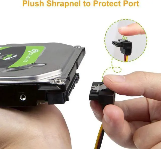 Alt view image 5 of 7 - Aomoproing SATA Power Cable, [2-Pack] 6-Inch SATA 15 Pin Male to 2xSATA 15 Pin Down Angle Female Power Splitter Cable