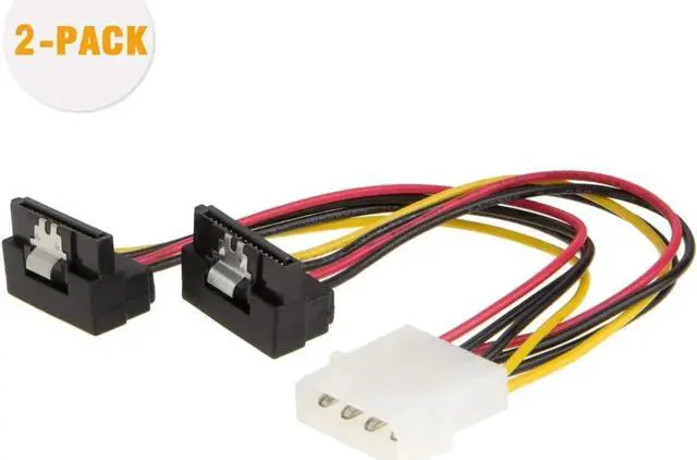 Alt view image 4 of 5 - Aomoproing Molex to SATA, [2-Pack] 6-Inch Molex 4 Pin to 2 x SATA 15 Pin Down Angle Female Power Cable